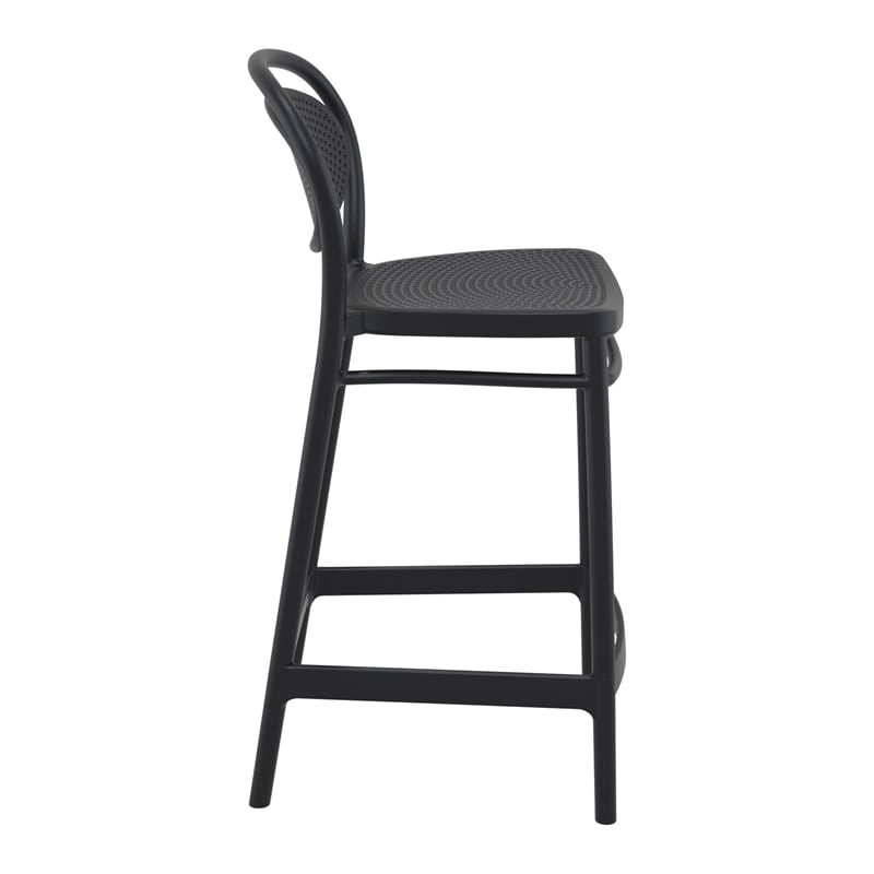 Compamia Marcel Contemporary Resin Indoor Outdoor Counter Stool Black