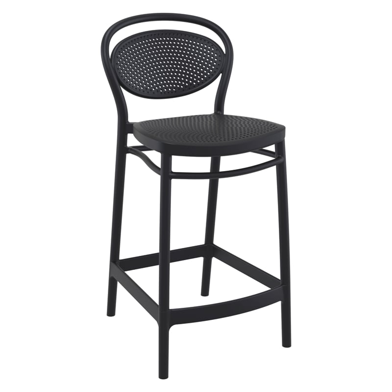 Compamia Marcel Contemporary Resin Indoor Outdoor Counter Stool Black