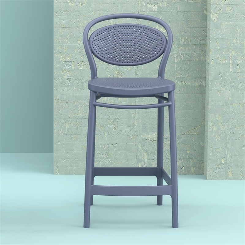 Compamia Marcel Contemporary Resin Indoor Outdoor Counter Stool Dark Gray