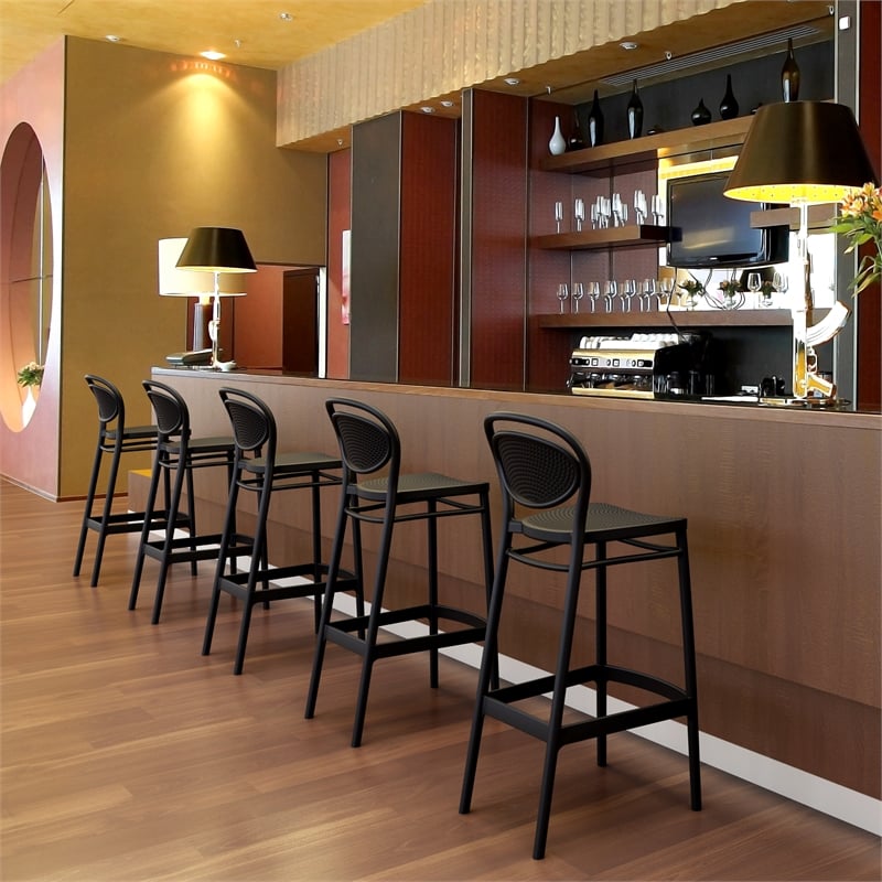 Compamia Marcel Contemporary Resin Indoor Outdoor Bar Stool Black