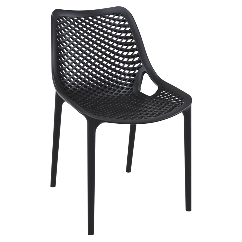 Compamia Air Maya Square Dining Set with White Table and 4 Black Chairs