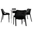 Compamia Air Maya Square Dining Set with White Table and 4 Black Chairs