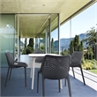 Compamia Air Maya Square Dining Set with White Table and 4 Dark Gray Chairs