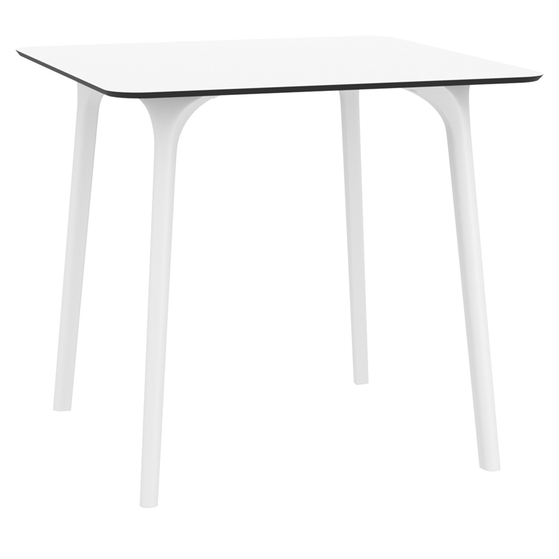 Compamia Air Maya Square Dining Set with White Table and 4 Dark Gray Chairs