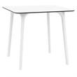 Compamia Air Maya Square Dining Set with White Table and 4 Dark Gray Chairs