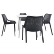 Compamia Air Maya Square Dining Set with White Table and 4 Dark Gray Chairs