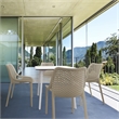 Compamia Air Maya Square Dining Set with White Table and 4 Taupe Chairs
