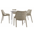 Compamia Air Maya Square Dining Set with White Table and 4 Taupe Chairs
