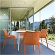 Compamia Air Maya Square Dining Set with White Table and 4 Orange Chairs