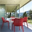 Compamia Air Maya Square Dining Set with White Table and 4 Red Chairs