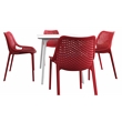 Compamia Air Maya Square Dining Set with White Table and 4 Red Chairs
