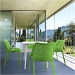 Compamia Air Maya Square Dining Set with White Table and 4 Tropical Green Chairs