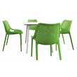 Compamia Air Maya Square Dining Set with White Table and 4 Tropical Green Chairs