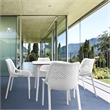 Compamia Air Maya Square Dining Set with White Table and 4 White Chairs