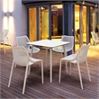 Compamia Air Maya Square Dining Set with White Table and 4 White Chairs