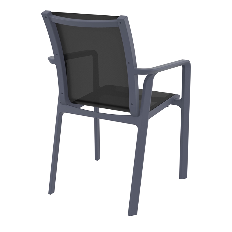 Compamia Pacific Sling Arm Chair - Dark Gray Frame Black Sling