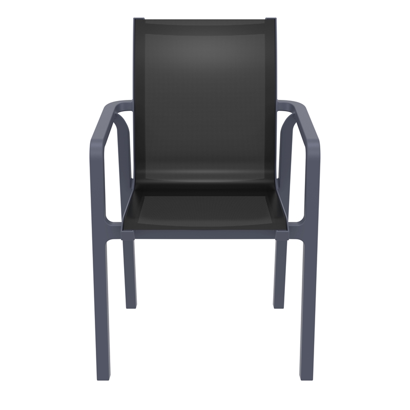 Compamia Pacific Sling Arm Chair - Dark Gray Frame Black Sling