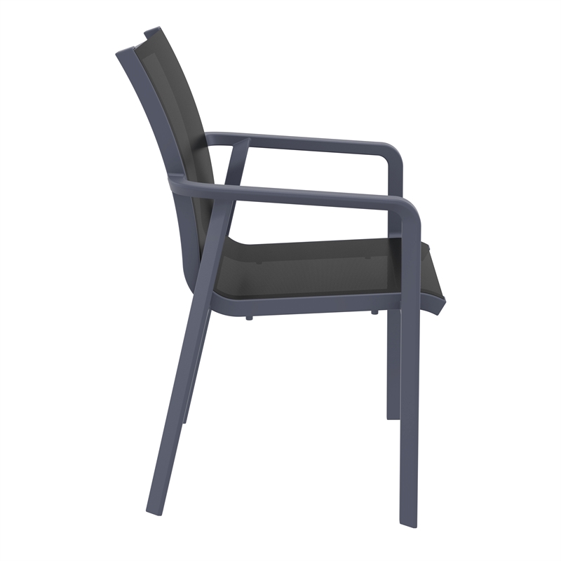 Compamia Pacific Sling Arm Chair - Dark Gray Frame Black Sling