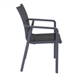 Compamia Pacific Sling Arm Chair - Dark Gray Frame Black Sling
