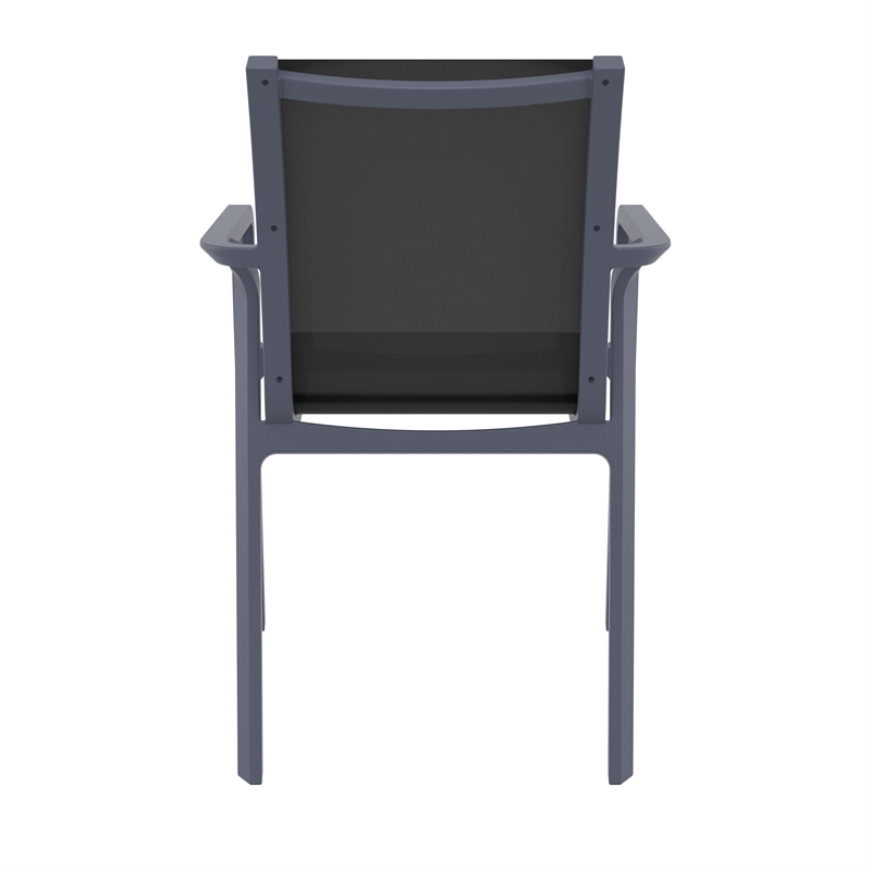 Compamia Pacific Sling Arm Chair - Dark Gray Frame Black Sling