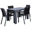 Compamia Pacific 5 Piece Sling Dining set - Dark Gray Frame Black Sling