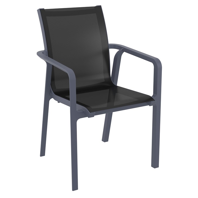 Compamia Pacific 5 Piece Sling Dining set - Dark Gray Frame Black Sling