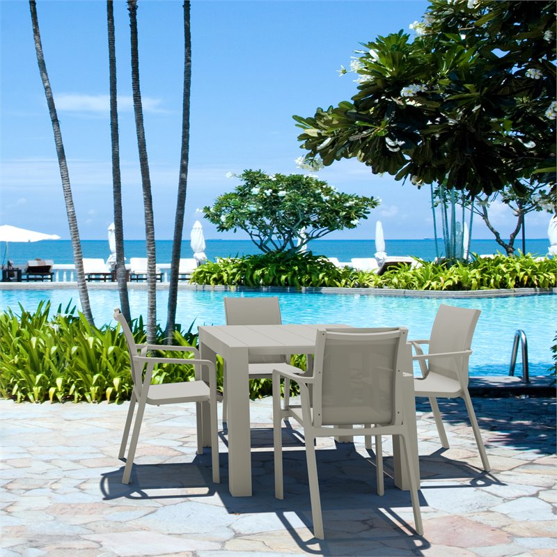 Compamia Pacific 5 Piece Sling Dining set in Taupe