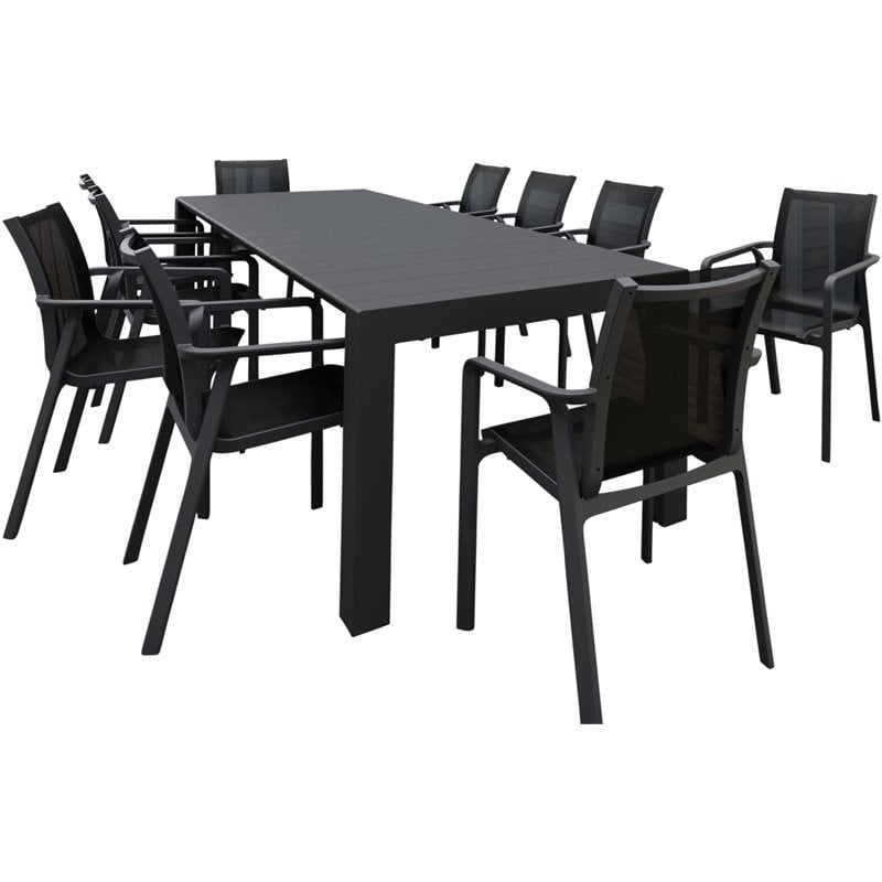 Compamia Pacific 11 Piece Sling Dining Set in Black
