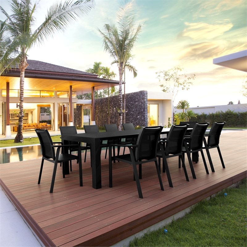 Compamia Pacific 11 Piece Sling Dining Set in Black