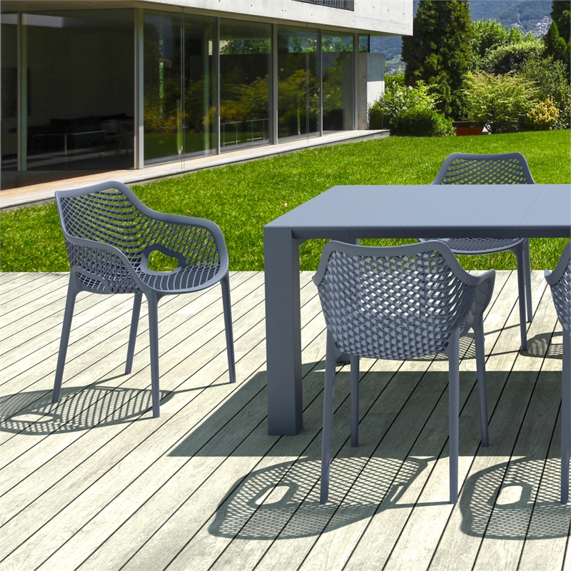 Air XL Extension 9 Piece Dining Set in Dark Gray