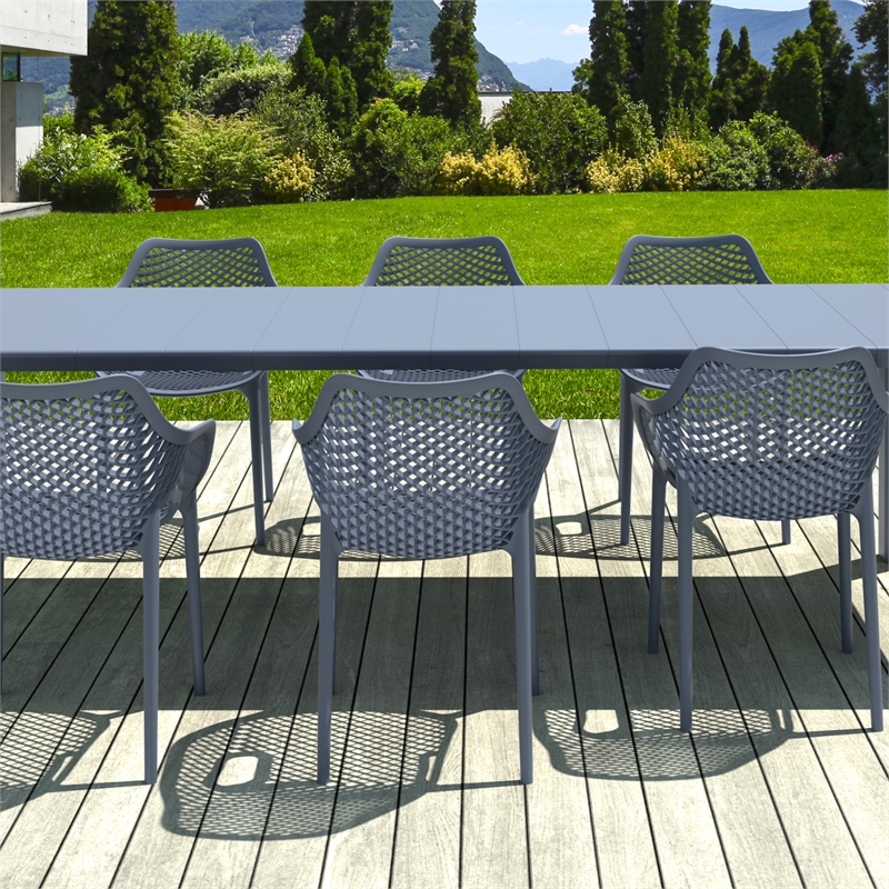 Air XL Extension 9 Piece Dining Set in Dark Gray