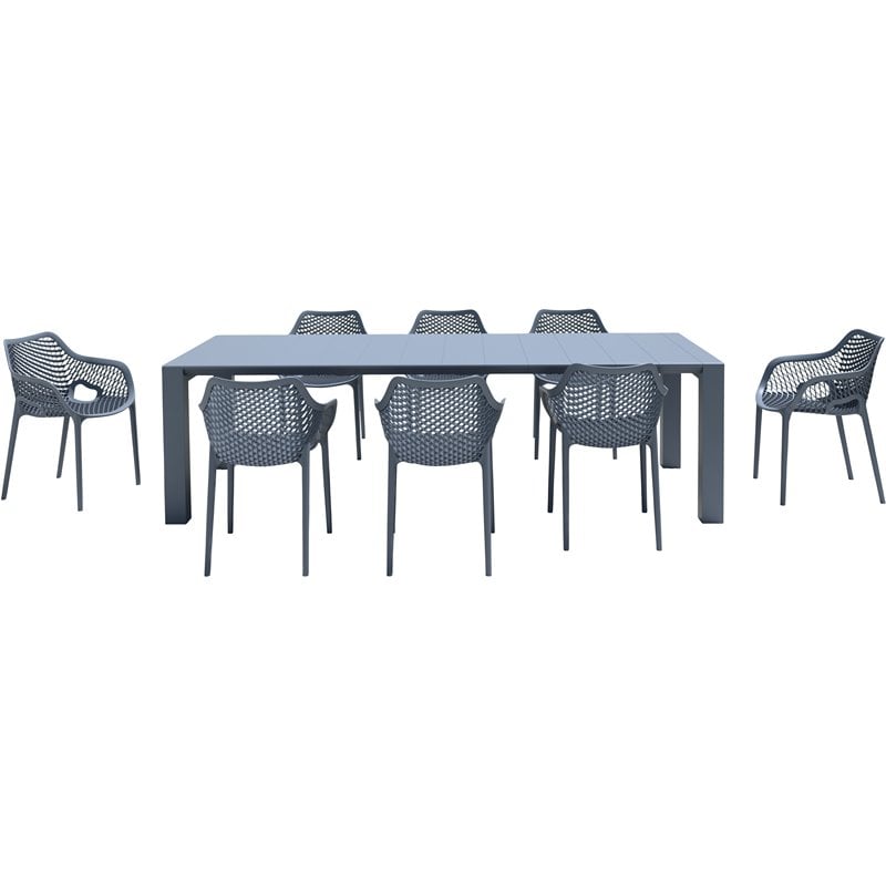 Air XL Extension 9 Piece Dining Set in Dark Gray