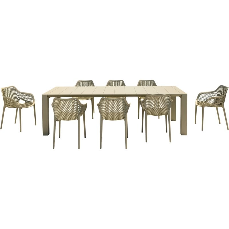 Air XL Extension 9 Piece Dining Set in Taupe