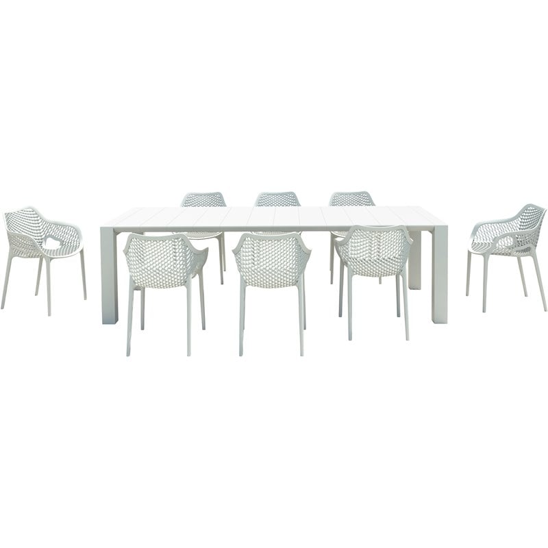Air XL Extension 9 Piece Dining Set in White