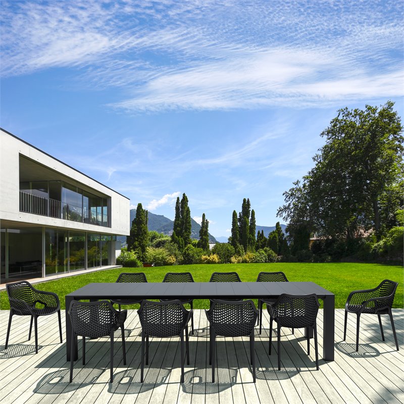 Air XL Extension 11 Piece Dining Set in Black