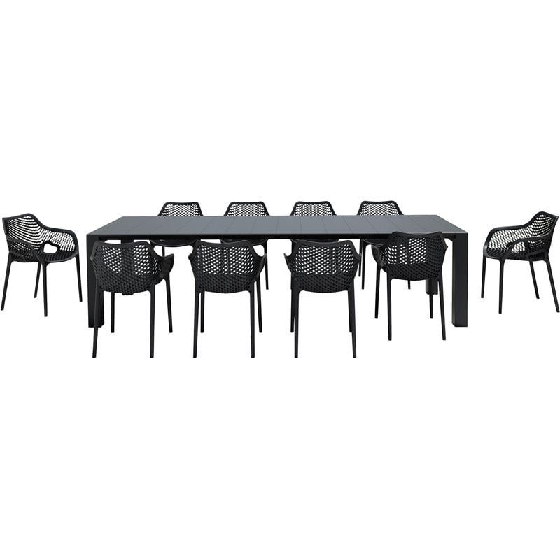 Air XL Extension 11 Piece Dining Set in Black