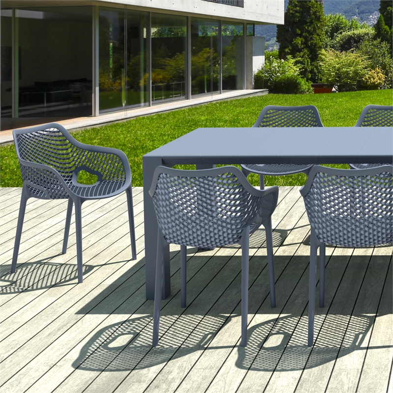 Air XL Extension 11 Piece Dining Set in Dark Gray