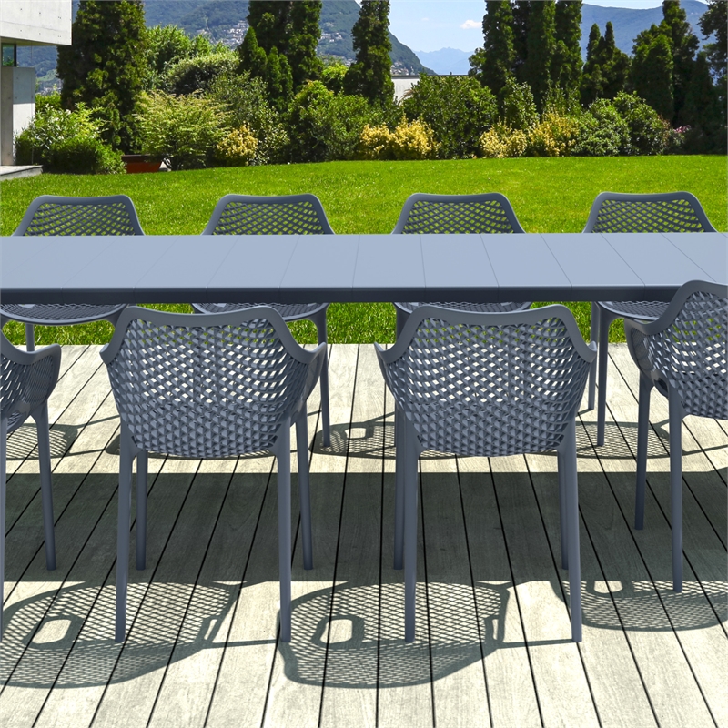 Air XL Extension 11 Piece Dining Set in Dark Gray
