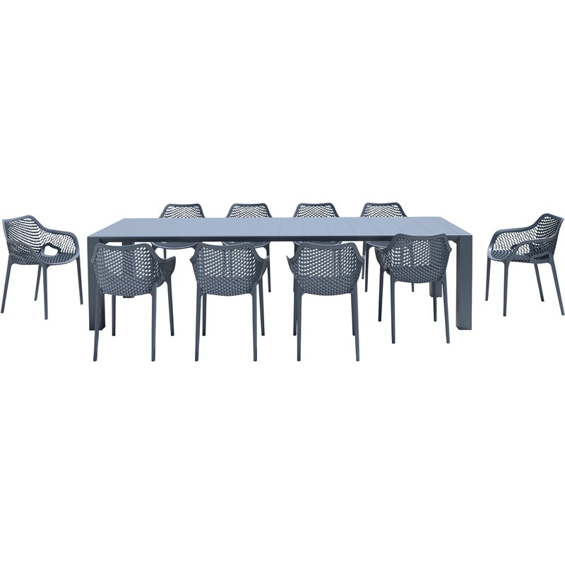 Air XL Extension 11 Piece Dining Set in Dark Gray