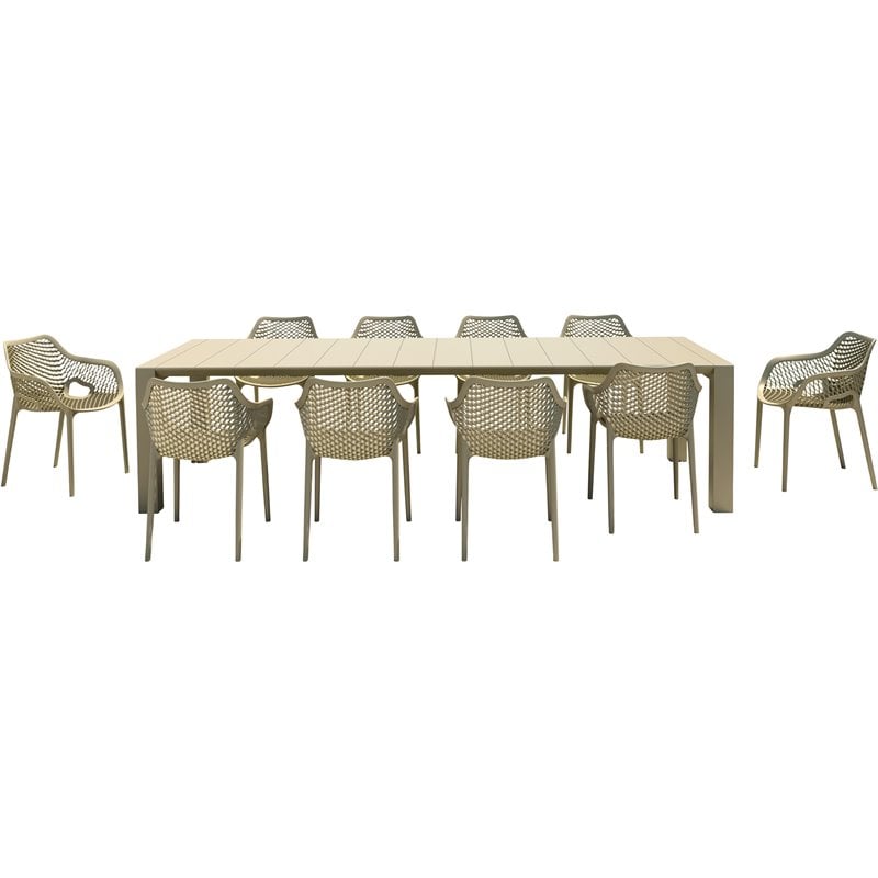 Air XL Extension 11 Piece Dining Set in Taupe