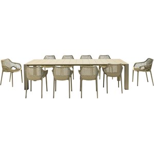 Air XL Extension 11 Piece Dining Set in Taupe