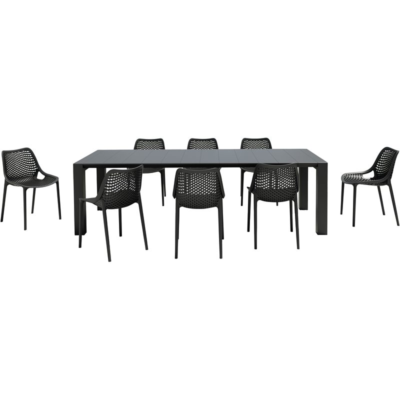 Air Extension 9 Piece Dining Set in Black