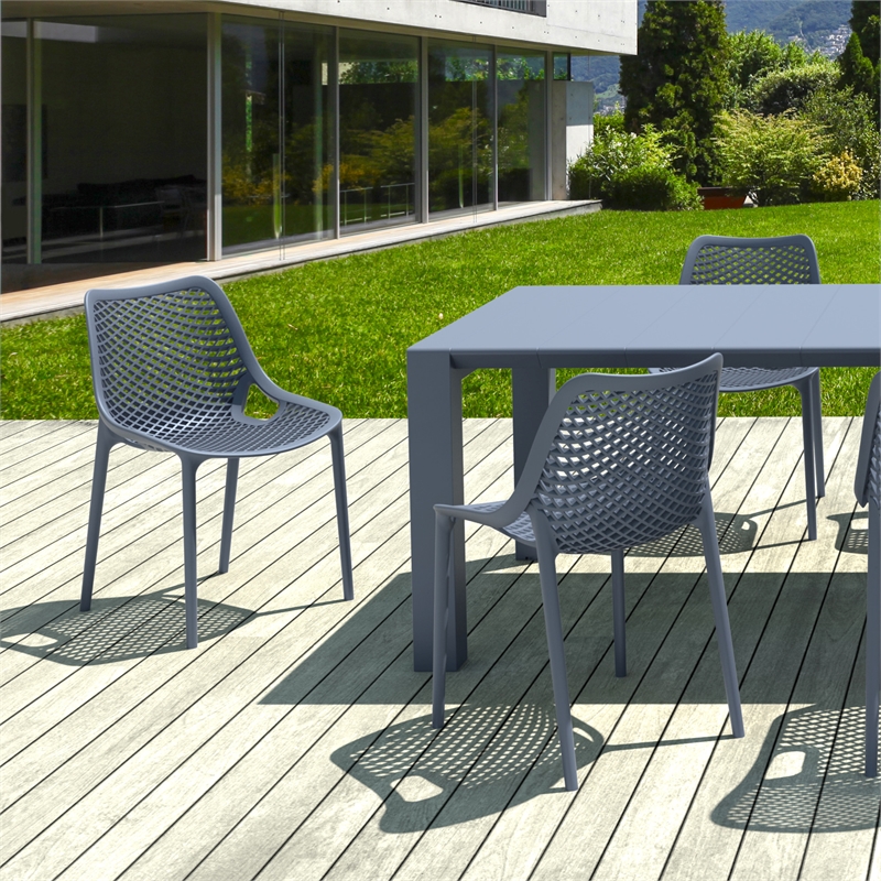 Air Extension 9 Piece Dining Set in Dark Gray
