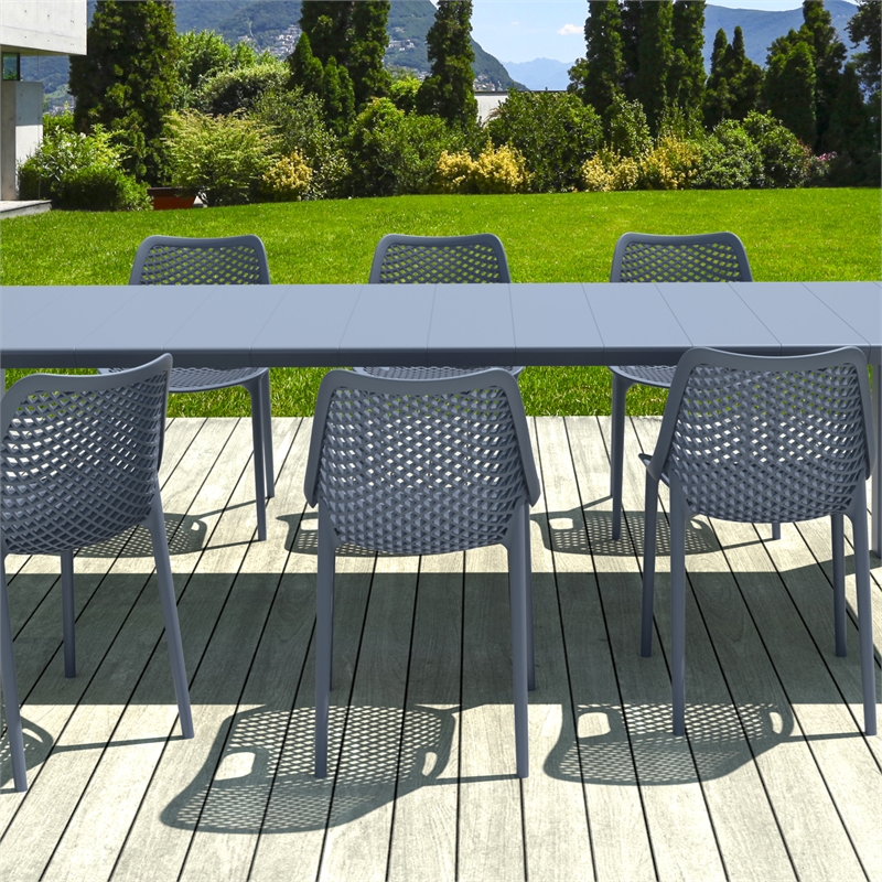 Air Extension 9 Piece Dining Set in Dark Gray