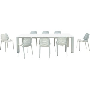 air extension 9 piece dining set in white