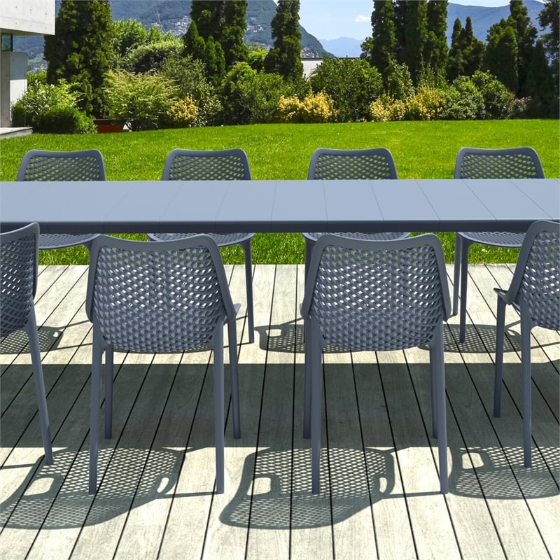 Air Extension 11 Piece Dining Set in Dark Gray