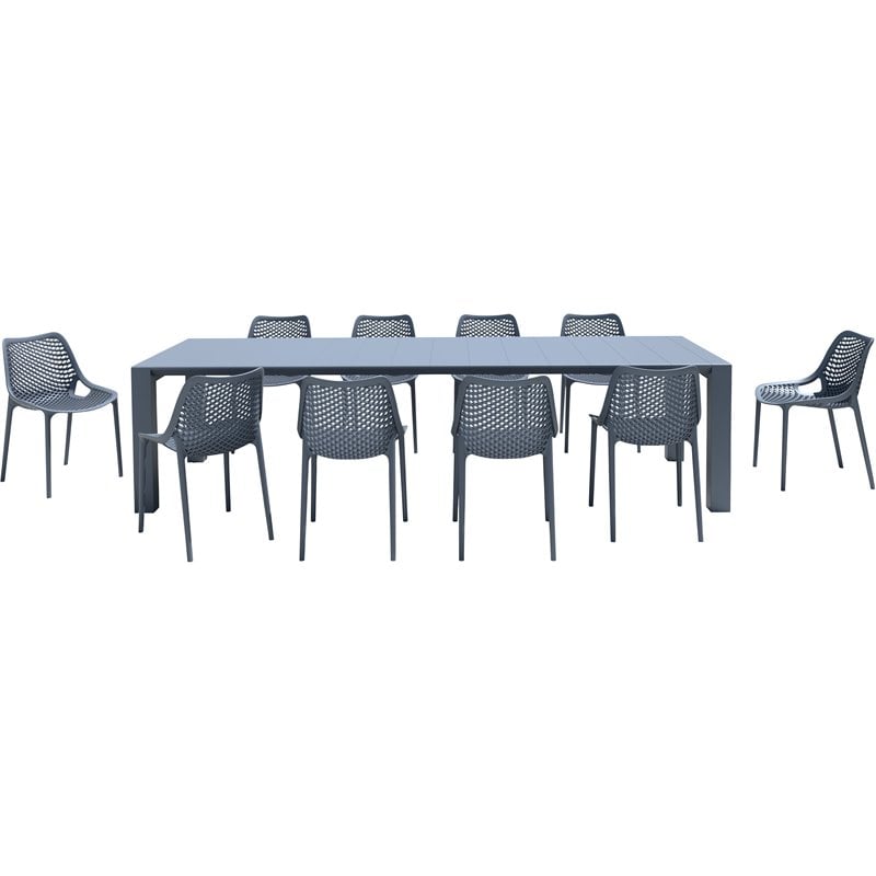Air Extension 11 Piece Dining Set in Dark Gray