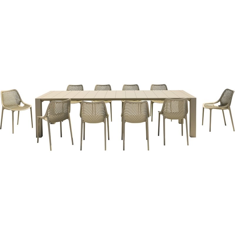 Air Extension 11 Piece Dining Set in Taupe