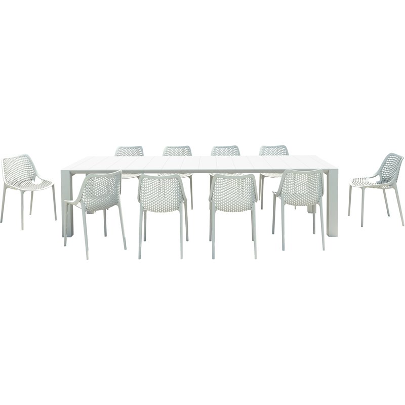 Air Extension 11 Piece Dining Set in White