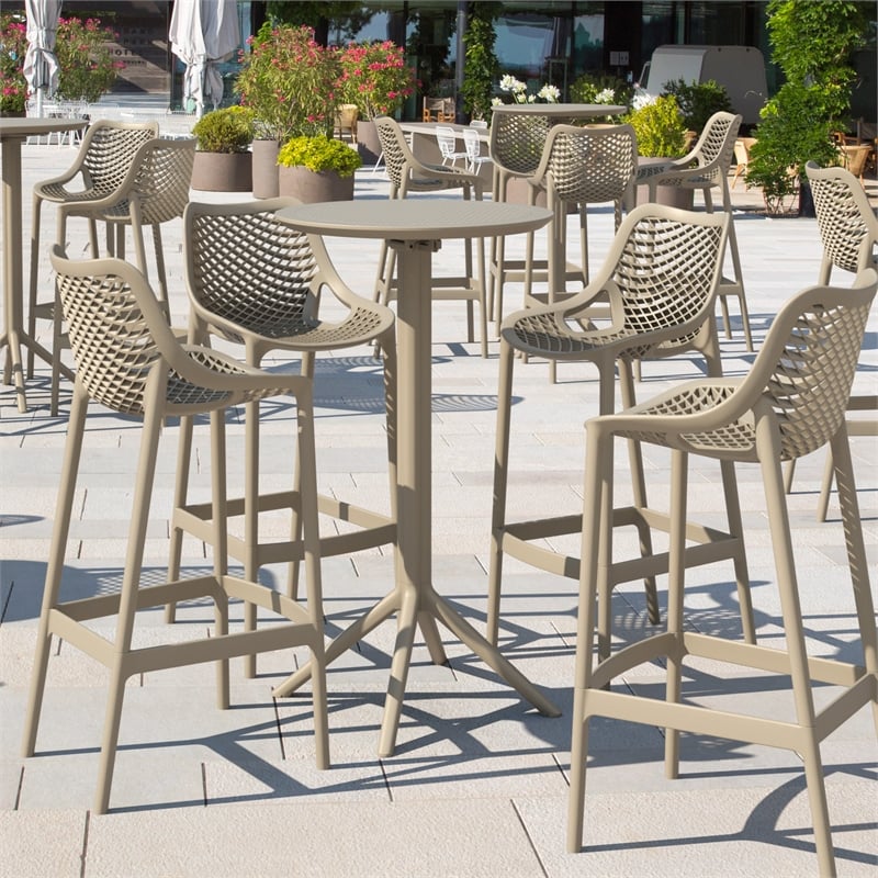 Compamia Sky 24 inch Round Folding Bar Table in Taupe finish